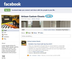 a screenshot of Artisan Custom Closets Facebook page