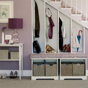 open storage space under the stairs of a house