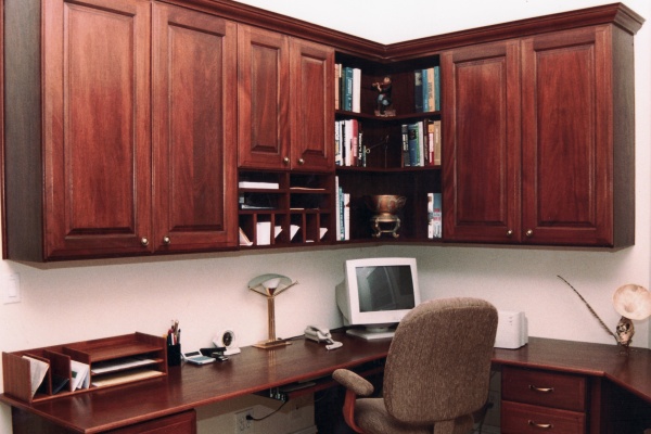 Wooden storage space for a home office