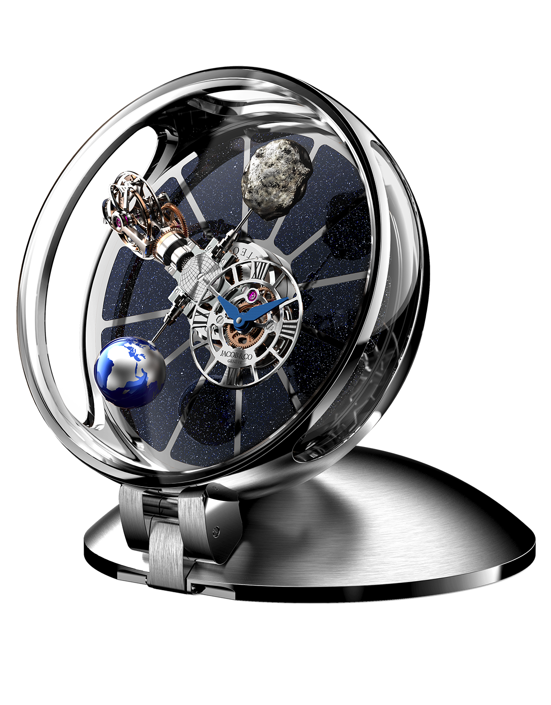 Astronomia Table Clock Stainless Steel Jacob & Co