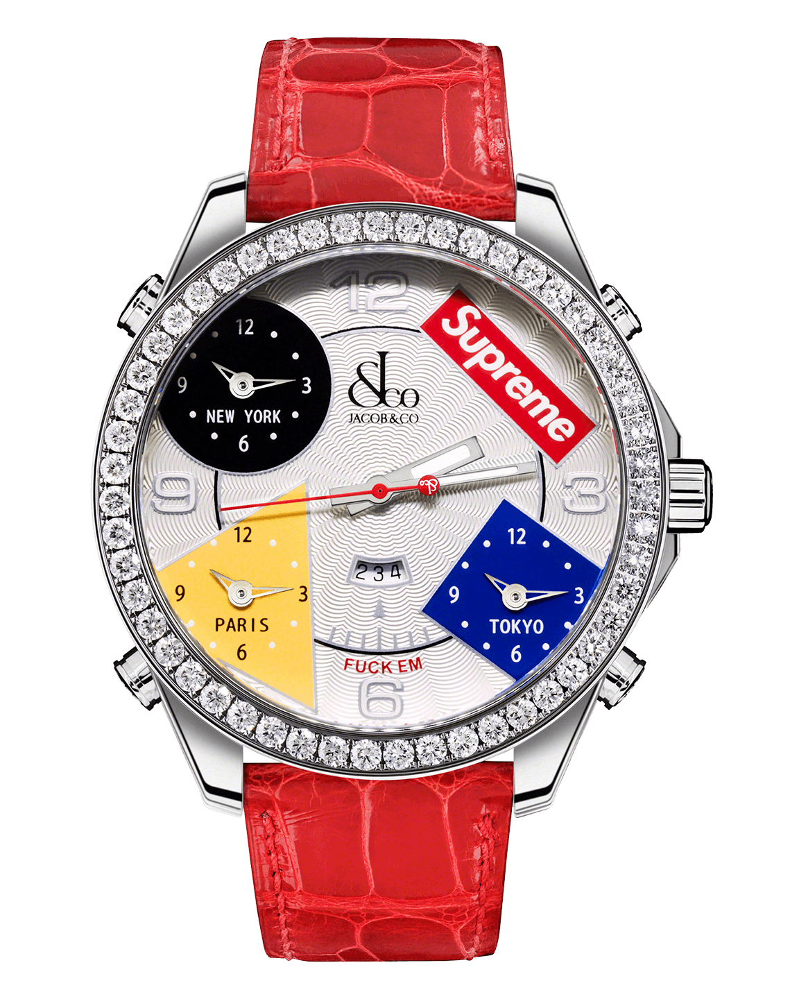 Supreme Four Time zone White Dial 47mm Jacob & Co