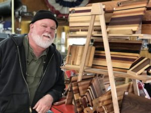 David Shannon with some of his woodwork he does at the family store Cook & Shannon Building Supply in Winchester.
