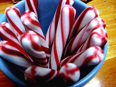 Peppermint sticks in a jar